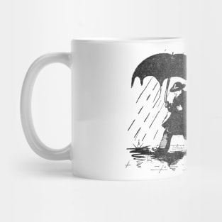 A man with Umbrella Funny Illustration and Text Mug